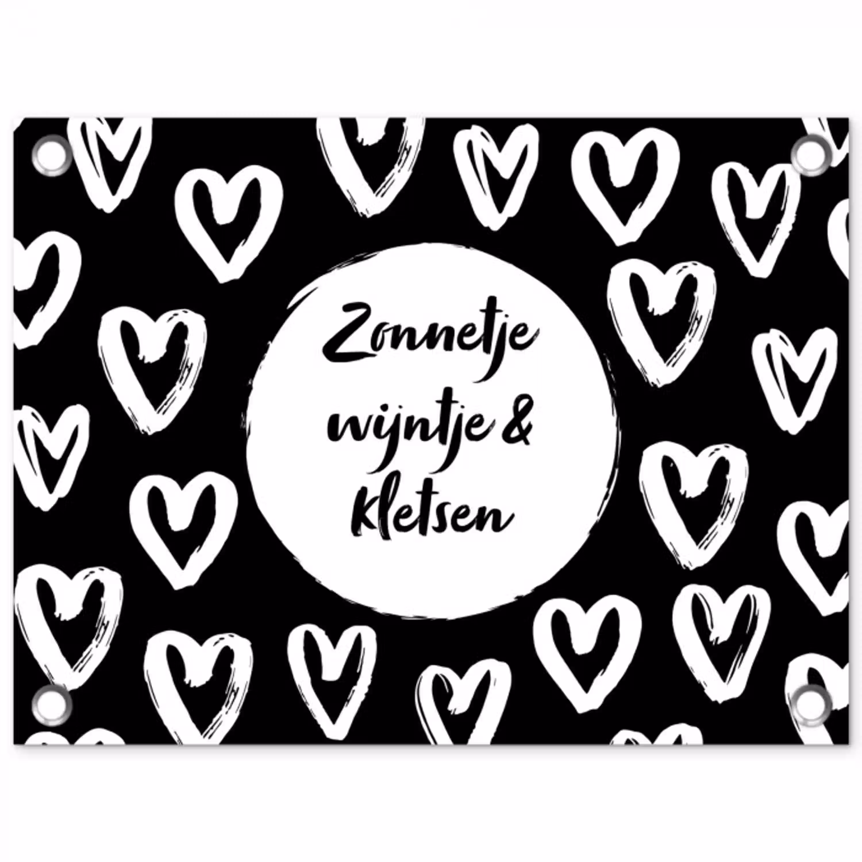 Tekst - Zonnetje, wijntje & kletsen - Quotes - Wijn - Tuin tuinposter los doek klein -3d