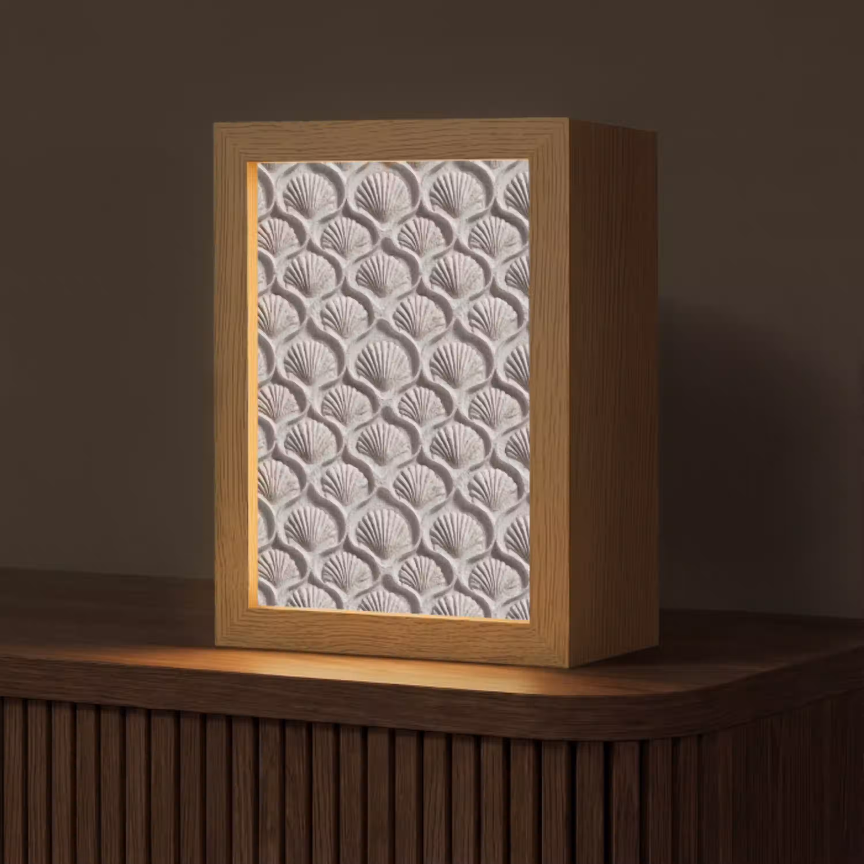 Zand - Schelpenvorm - Grijs Light Box met kabel (Tafellamp) klein 925 -z3d_website