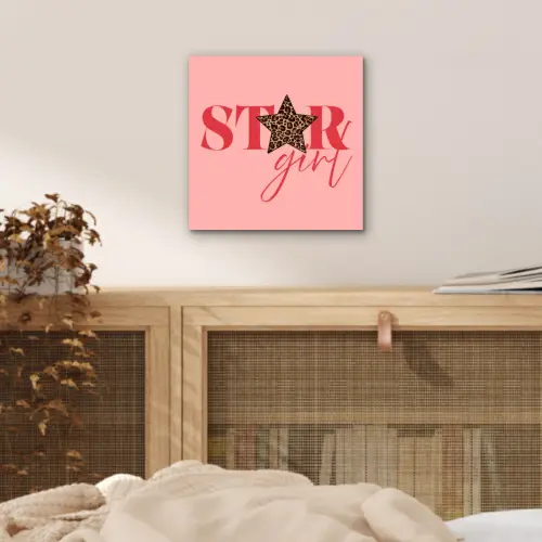 Star girl - Roze - Panter - Ster aluminium wit klein -sfeer3