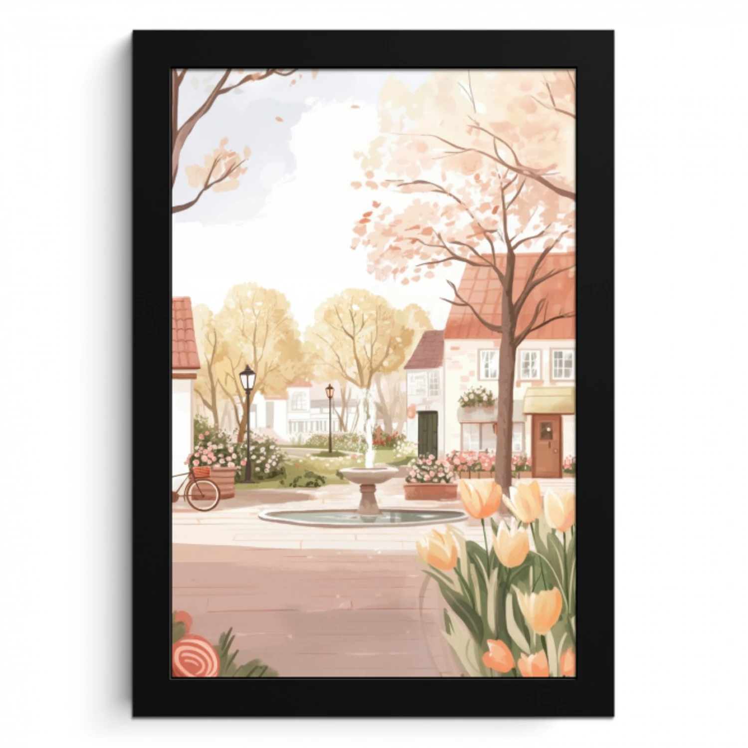 Dorpsplein - Fontein - Tulpen KitchenYeah - Keuken - Fotolijst klein -3d