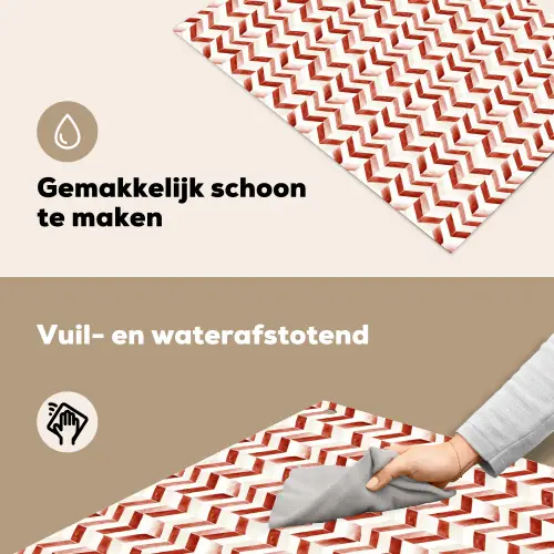 Strepen - Rood - Wit - Patroon Inductie beschemer met haakjes klein 777 -ky-schoon-nl