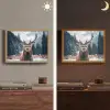 Hert - Dieren - Landschap - Winter - Sneeuw Light Box met batterij (Wandlamp) middel -sfeer3