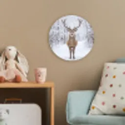 Hert - Winter - Bos - Natuur - Wit Wandcirkel kunststof plaat 5mm dik klein -tsfeer1_kind
