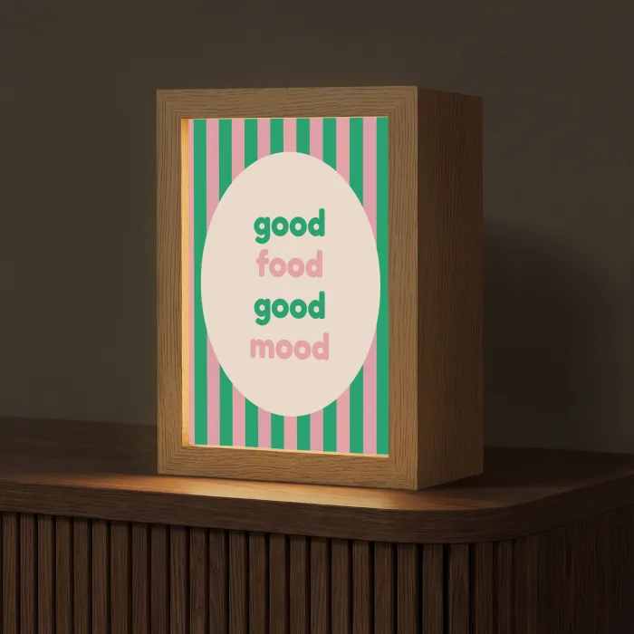 Gestreept - Quote - Ovaal - Roze Light Box met kabel (Tafellamp) klein -z3d_website