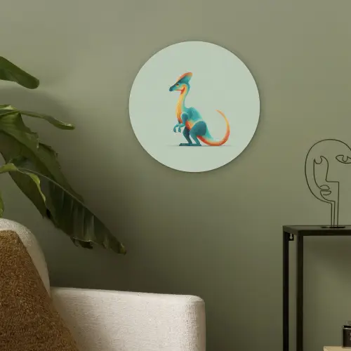 Staart - Dino - Minimalistisch - Blauw Akoestische PET Vilt - Rond klein -sfeer2