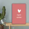 Presentje voor Moederdag super mama roze/wit canvas 2cm klein -sfeer4