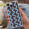 Kronkelende lijnen - Blauw - Bruin - Minimalistisch Hoesje iPhone 16 Pro Max met koord klein 804 -sfeer3
