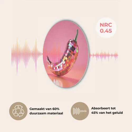 Peper - Disco - Rood - Glitter Akoestische PET Vilt - Rond klein -USP_NL