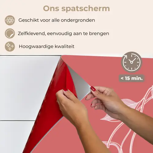 Lijnillustratie - Kersen - Tak - Wit keuken achterwand spatscherm klein -spatscherm_NL
