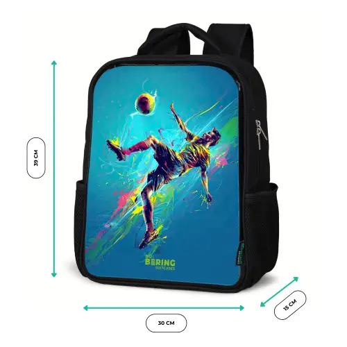 Neon - Voetbal - Schop - Kleurrijk Rugzak - Zwart middel -productfoto_formaten