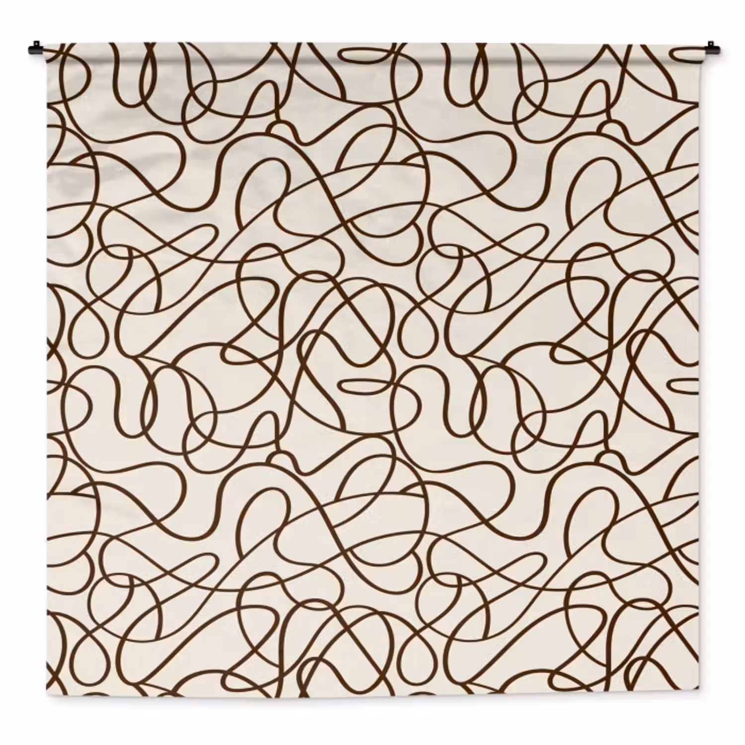 Wandkleed - Beige - Lijnen - Donkerbruin