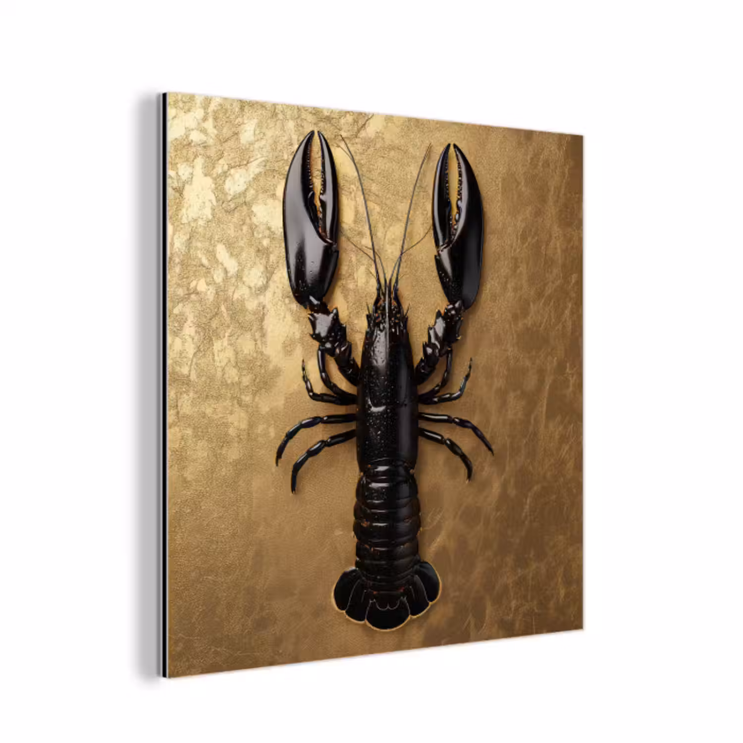 Aluminium schilderij - Kreeft - Zwart - Goud - Luxe