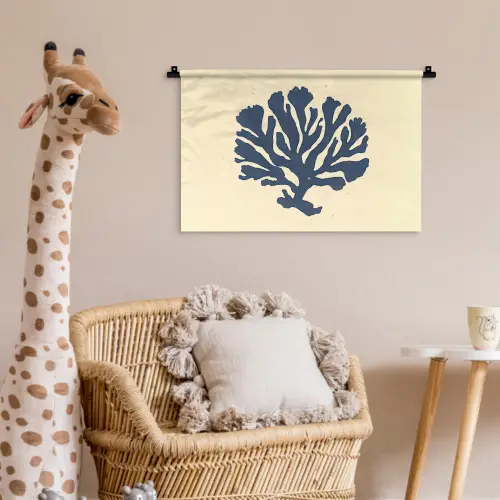 Blauw koraal - Vertakkingen - Beige Wandkleed katoen klein -wsfeer5_kind