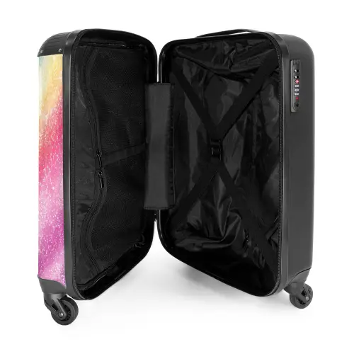 Kinderkoffer - Regenboog sparkle NBS - Handbagage koffer - Kinderen Unisex middel -binnenkant
