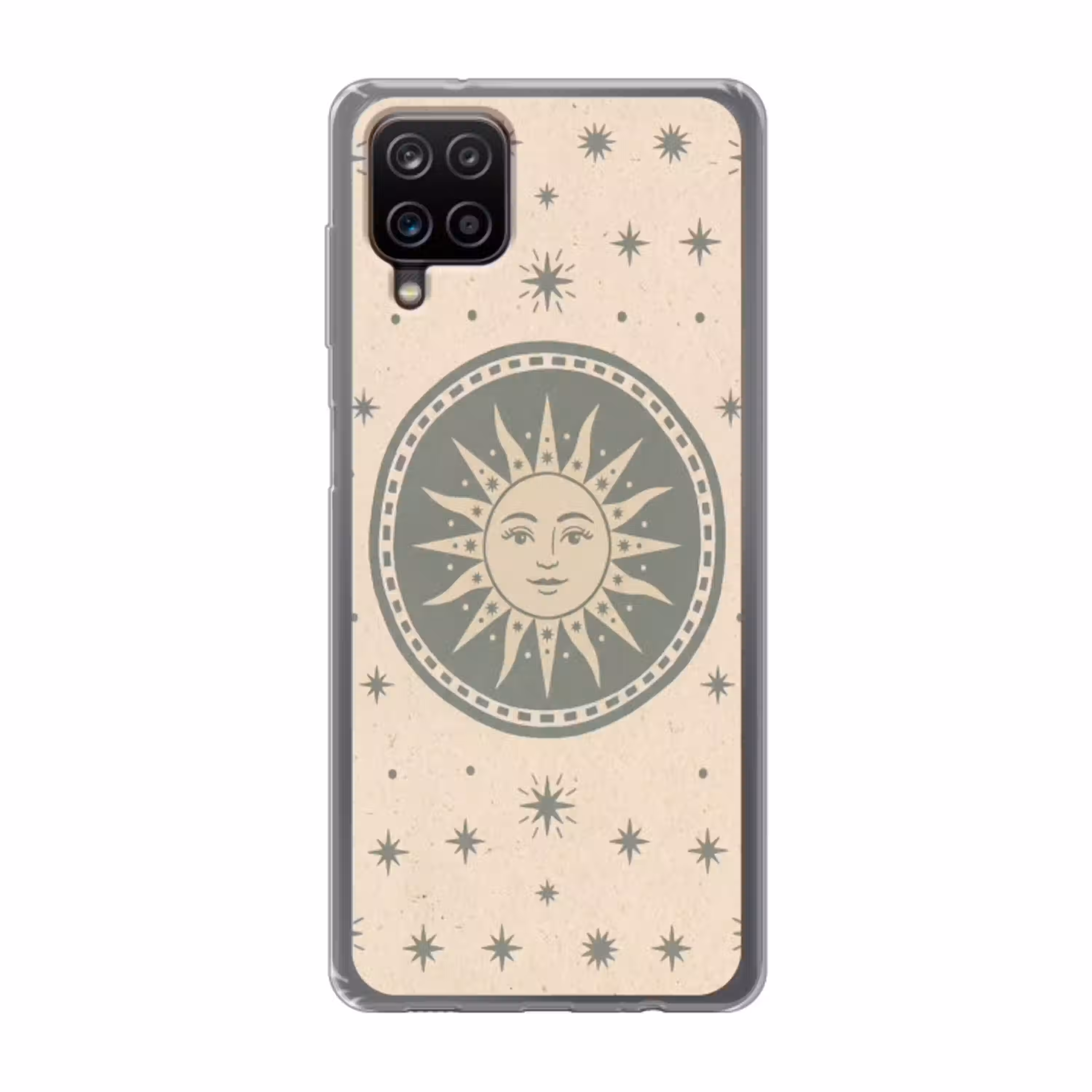 Zon - Sterren - Astrologie - Vintage - Groen Telefoonhoesje Samsung Galaxy A12 klein -3d