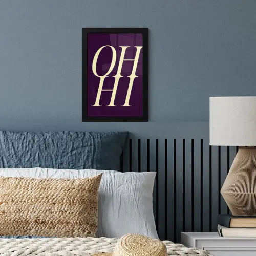 Oh hi - Paars - Minimalistisch fotolijst zwart zonder passe partout klein -sfeer3