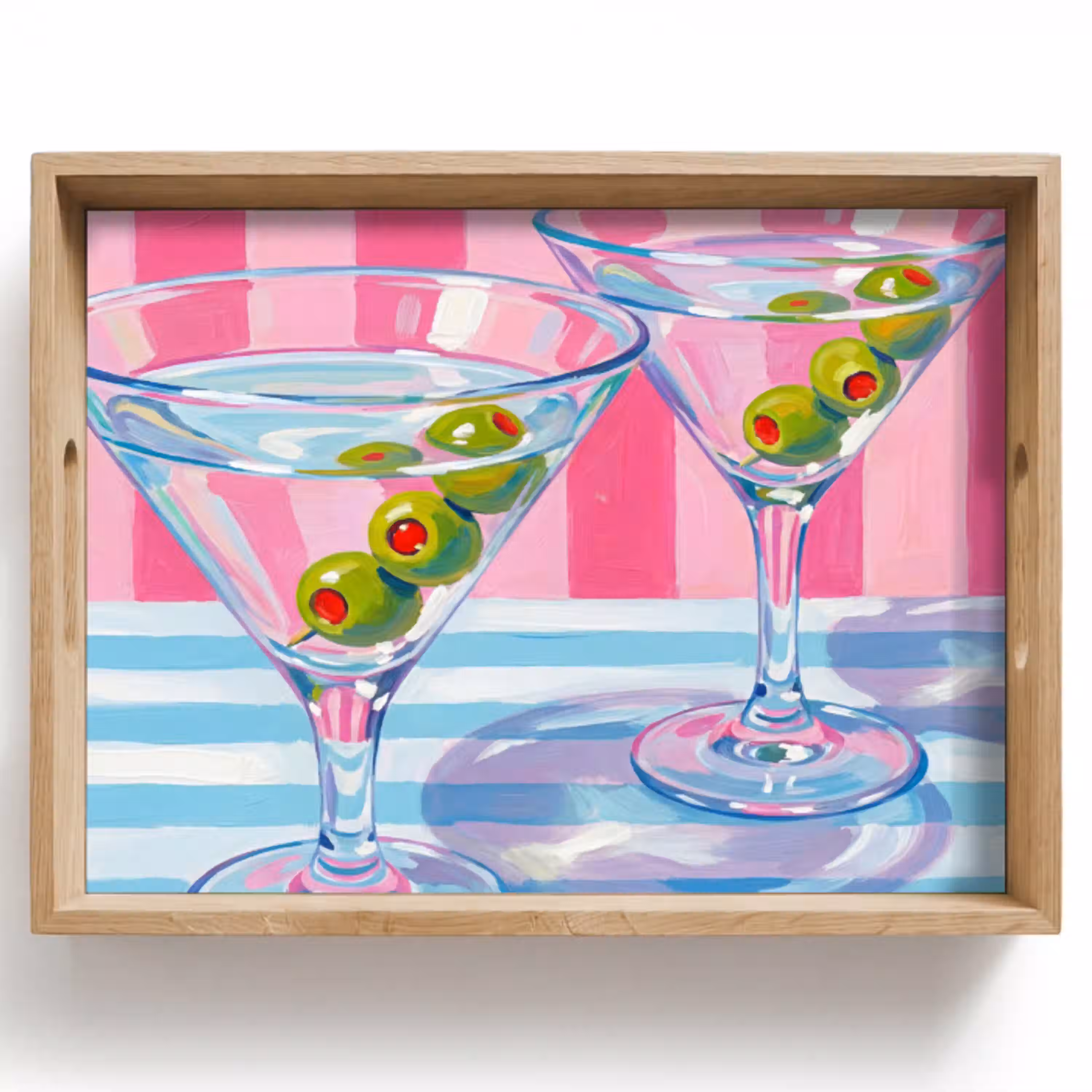 Cocktail - Olijven - Kunst - Modern - Roze Dienblad Rechthoek middel -z3d_shopping