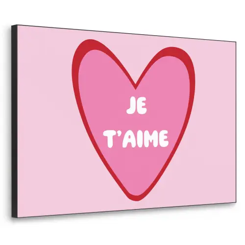 Hart - Frans - Valentijn - Roze Textielframe - compleet frame klein -3d