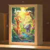 Giraf - Olifant - Bloemen - Jungle Light Box met kabel (Kinderlampje) klein -zzz_3d_website