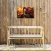 Vrouw - Bloemen - Papegaai - Schilderachtig Tuinposter op houten frame 2 cm dik klein -sfeer4