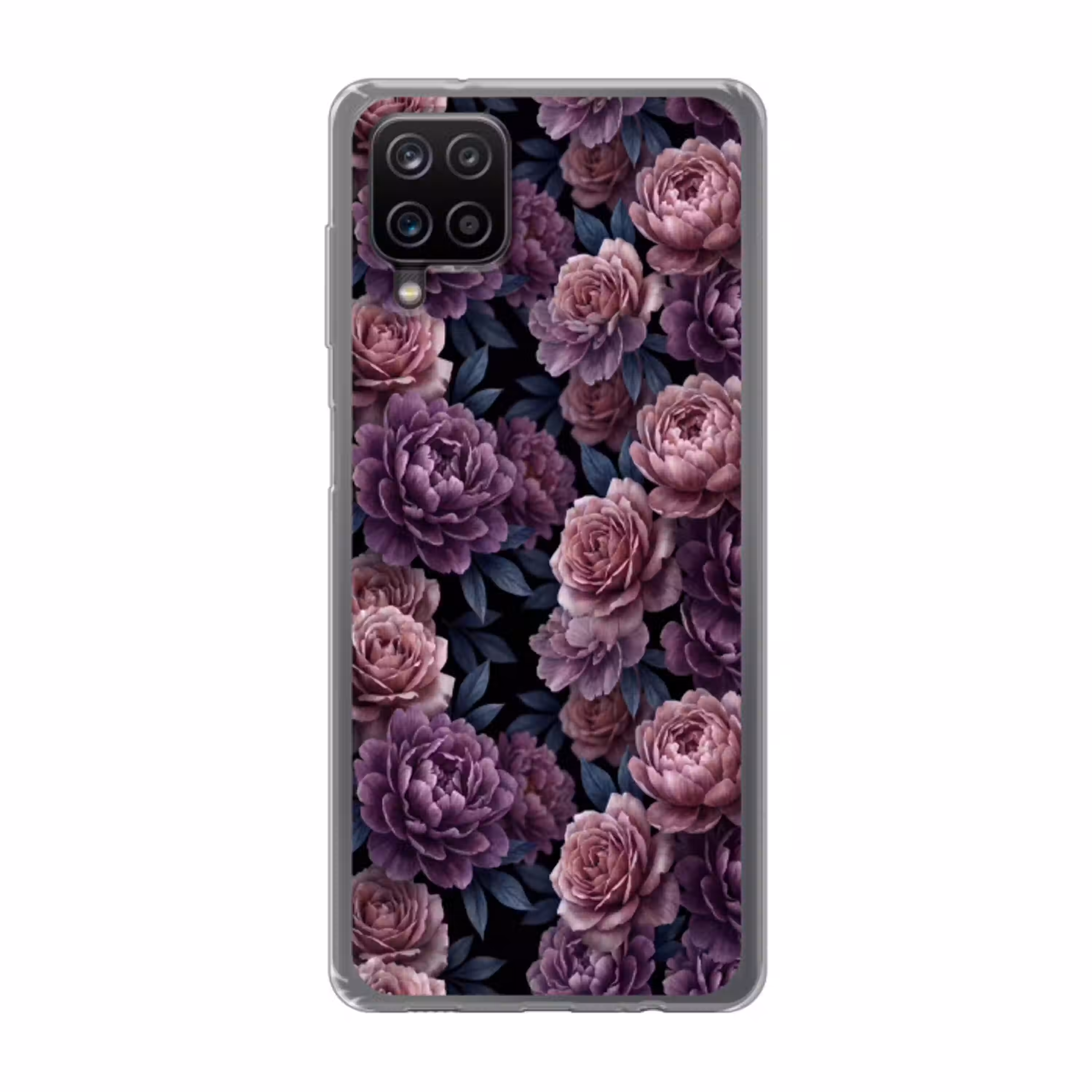 Bloemen - Patroon - Donker - Botanisch - Paars Telefoonhoesje Samsung Galaxy A12 klein -3d