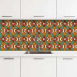Design - Retro - Oranje - Abstract keuken achterwand 2 middel 871 -3d