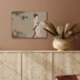 Vrouw - Azië - Kunst - Beige PET vilt klein -sfeer4
