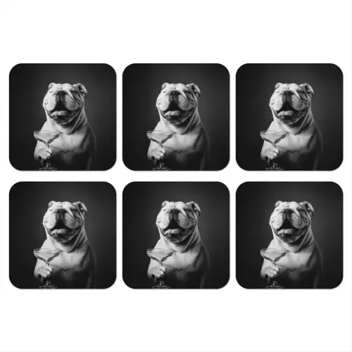 Buldog - Hond - Glas onderzetter kurk middel -3d
