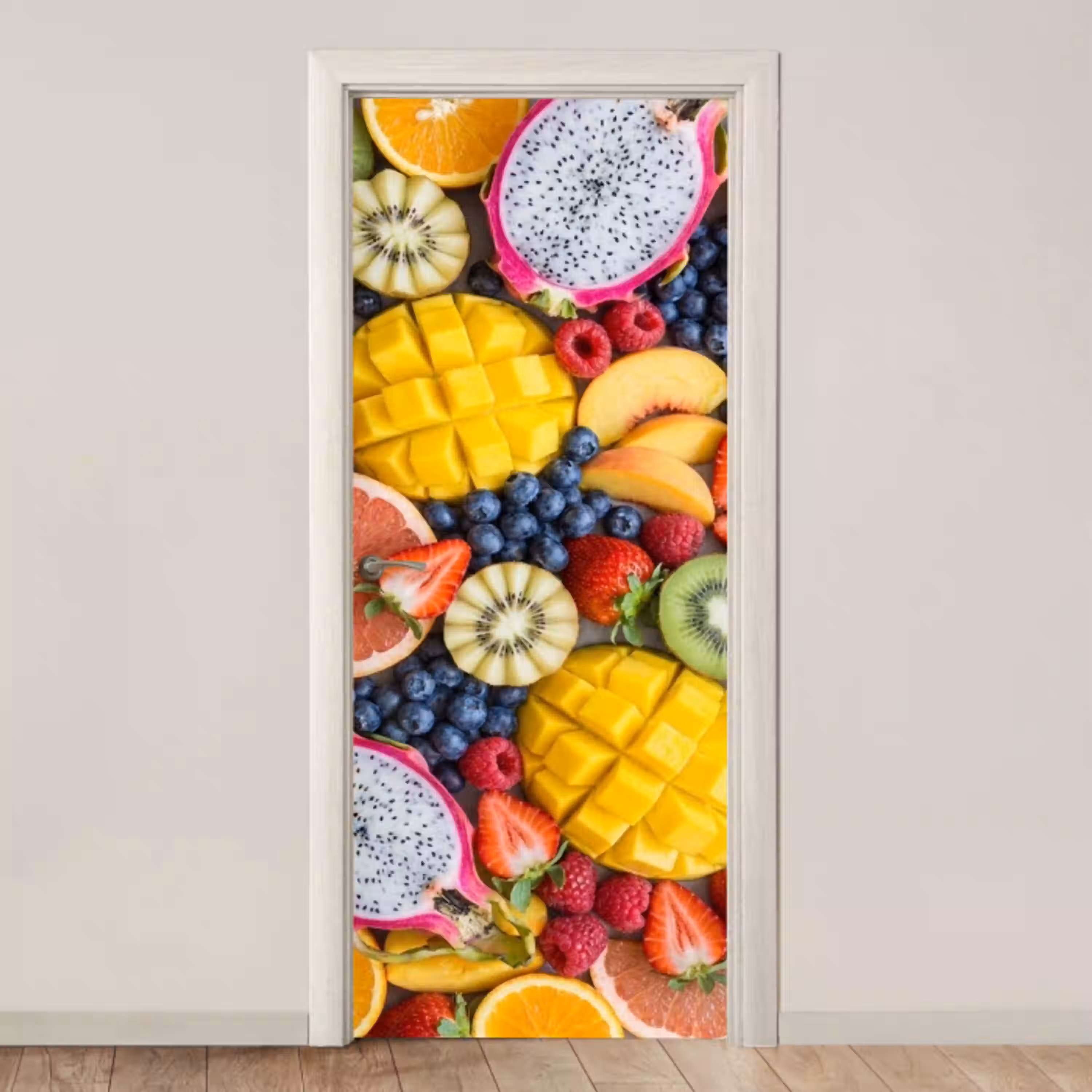 Fruit - Versneden - Kleurrijk - Eten - Gezond deurposter klein -3d_beige