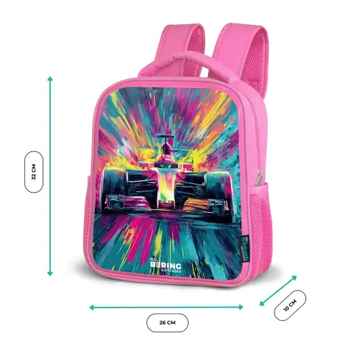 Raceauto - Explosie - Kleurrijk - Abstract Kinderrugzak - Roze middel -productfoto_formaten