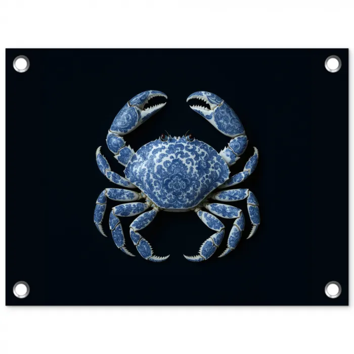 Krab - Delfts blauw - Dieren tuinposter los doek klein -3d
