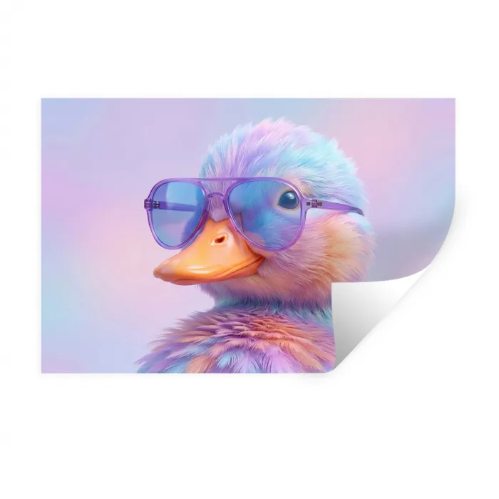 Eend - bril - Pastel Muursticker klein -3d