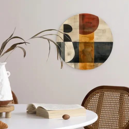 Modern - Kunst - Beige - Industrieel Wandcirkel kunststof plaat 5mm dik klein -sfeer4