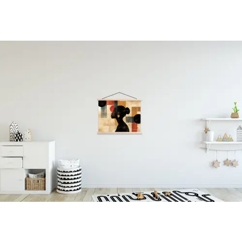 Zijaanzicht - Vrouw - Vormen textielposter latten blank klein -kinderkamer