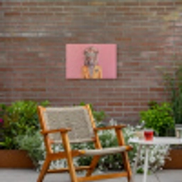 Leeuw - Pak - Geruit - Bril Tuinposter op houten frame 2 cm dik klein -sfeer3