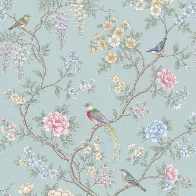Behang - Vogel - Bloemen - Kleurrijk