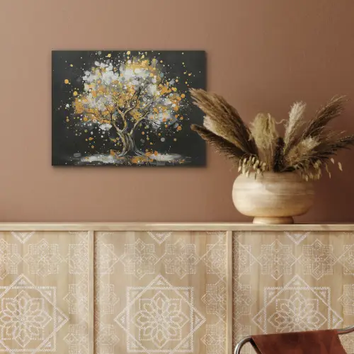 Boom - Zwart - Goud - Wit - Modern PET vilt klein -sfeer4