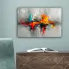 Moderne kunst - Oranje - Grijs - Abstract canvas 2cm klein -sfeer4