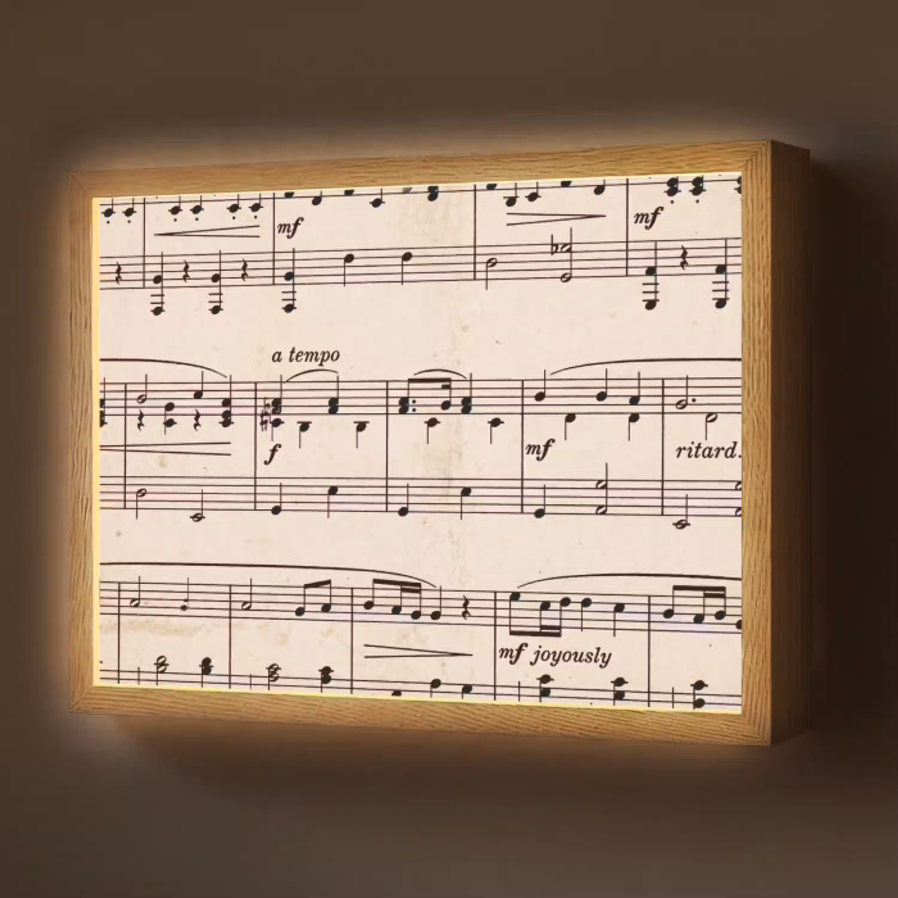Muzieknotatie - Notenbalken - Kunst - Klassiek - Beige Light Box met batterij (Wandlamp) middel -z3d_website