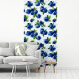 Bessen - Patroon - Blauw fotobehang vinyl groot 64 -woonkamer
