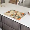 Vogel - Tak - Bloemen - Oranje Inductie beschermer vinyl 3mm klein -sfeer8