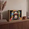 Chimpansee - Aap - dieren - Graffiti - Bril - Koptelefoon - Kleuren Light Box met batterij (Wandlamp) middel -sfeer2