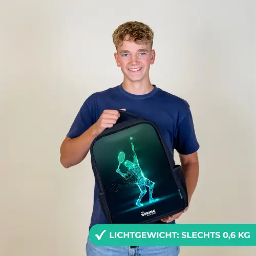 Digitale tennisspeler in futuristische stijl Rugzak - Zwart middel -sfeer7_NL