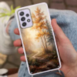 Bospad - Herfstbladeren - Natuur - Schilderachtig - Oranje Hoesje Samsung Galaxy A52 5G met koord klein -sfeer3