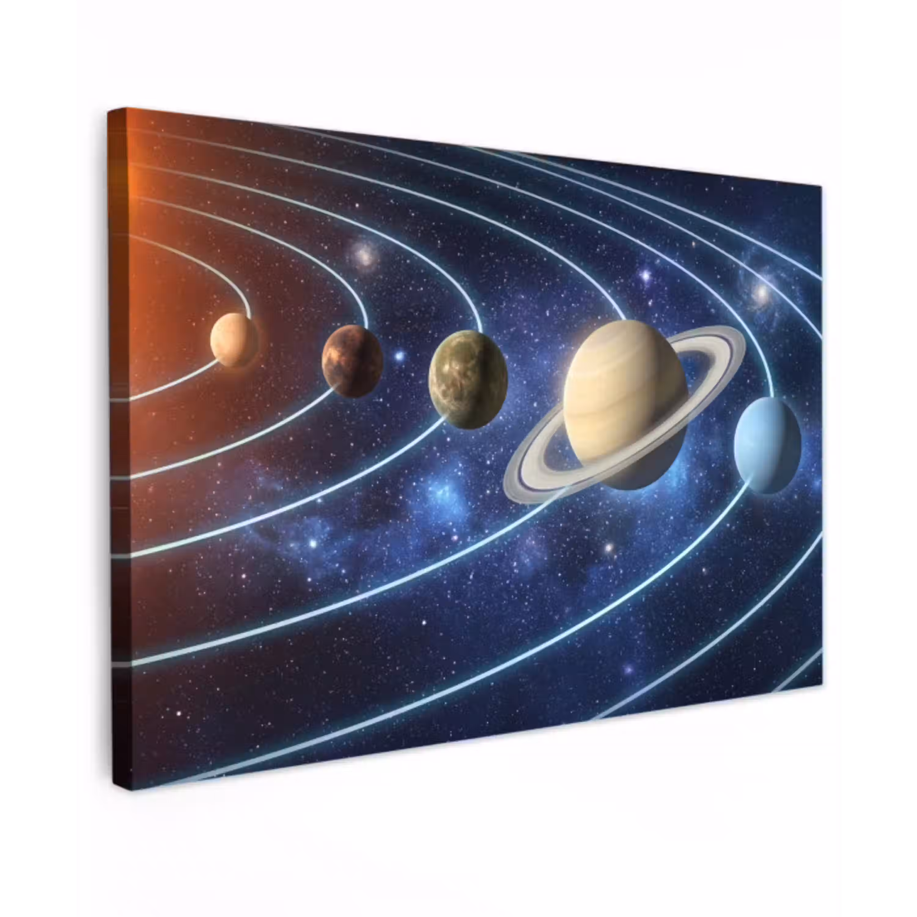 Ruimte - Zonnestelsel - Blauw Tuinposter op houten frame 2 cm dik klein -3d