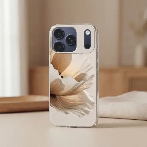 Bloem - Beige - Crème Telefoonhoesje iPhone 17 Pro klein -sfeer2