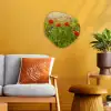 Lente - Bloemen - Rood - Klaproos - Gras - Groen Wandcirkel Organisch Forex 3mm klein -sfeer4
