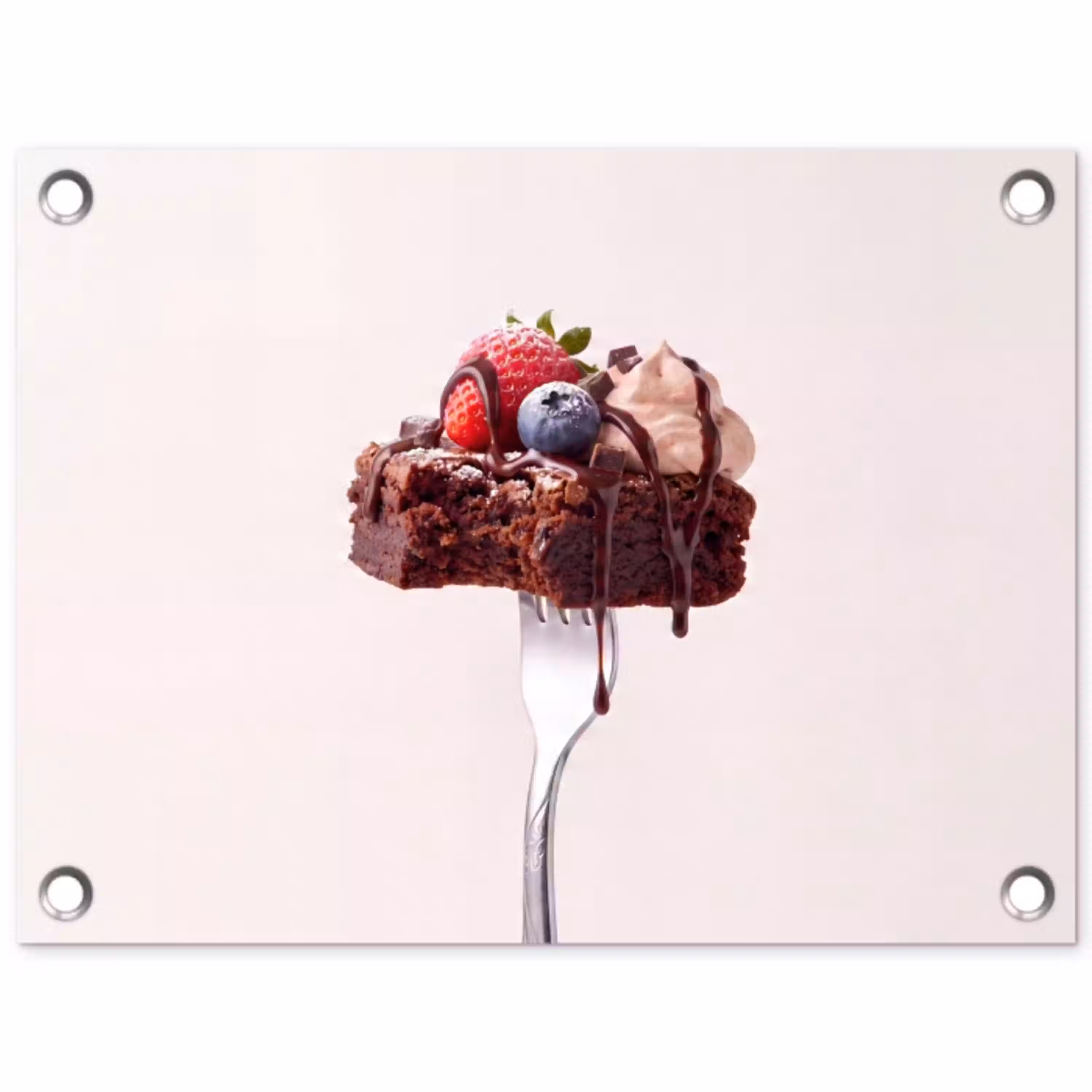 Vork - brownie - aardbei tuinposter los doek klein -3d