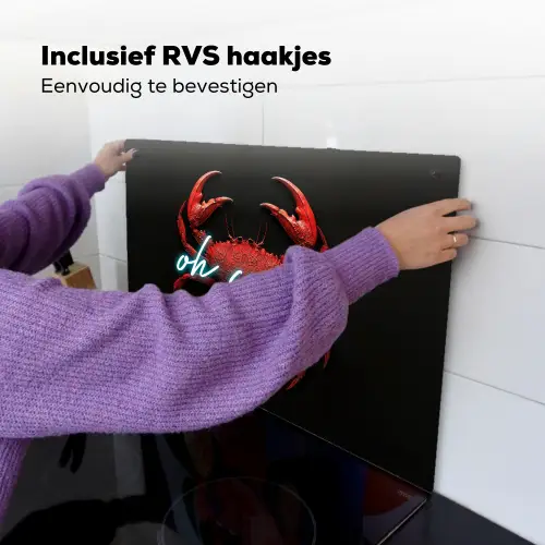 Krab - Rood - Neon - Quote Inductie beschemer met haakjes klein -ky-ophangen-nl