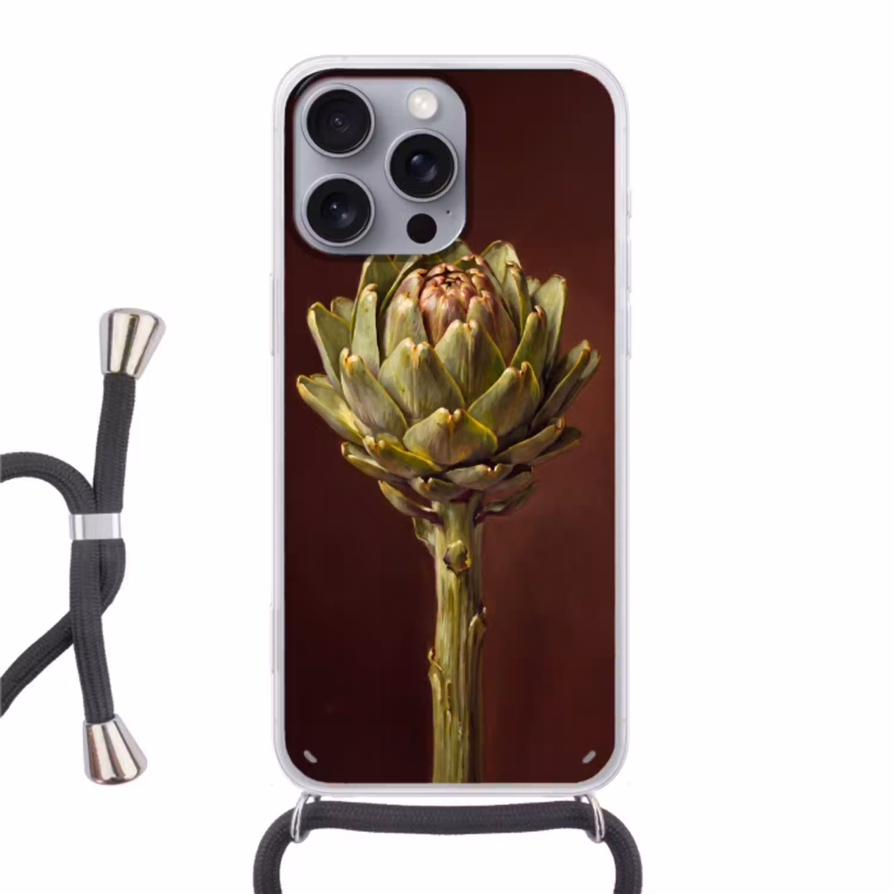 Groente - Artisjok - Groen Hoesje iPhone 16 Pro Max met koord klein -3d